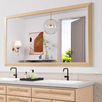 Amorho Bathroom Mirror, 72" X32" HD Reflection Metal Framed Mirror for Wall, Anti-Rust, Hang Horizontally/Vertically, Suitable for Bedroom, Farmhouse, Bathroom, entryway (Oak Wood Grain)