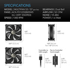 AC Infinity MULTIFAN S7, Quiet Dual 120mm USB Fan, UL-Certified for Receiver DVR PlayStation Xbox Computer Cabinet Cooling