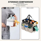 Wearable Cleaning Caddy Bag for Cleaning Supplies,Large Capacity Cleaning Organizer White