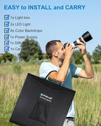 PULUZ Light Box 24x24in, Portable Photo Studio Light Box with 120 LED Lights ＆6 Color backdrops Professional Photography Lighting Tent Kit for Big Product Photography Lightbox