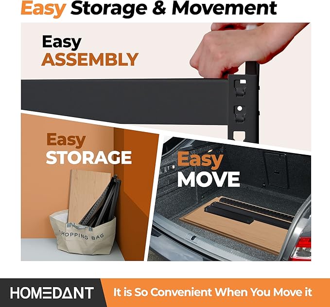 HOMEDANT 5 Tier Storage Shelves Adjustable Laminated Boltless Garage Metal Shelving Unit Heavy Duty Utility Rack Shelf Warehouse Pantry Closet Kitchen (4, (M) 35.9" W, Black)