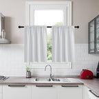 KGORGE Kitchen Curtains 36 inches Long, Back Tab Privacy Thermal Insulation Light Filtering Short Half Window Tiers for Bathroom Basement Office, W34 x L36 inches, Greyish White, 2 Panels