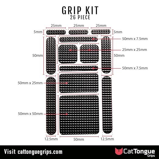 CATTONGUE GRIPS Non-Abrasive Grip Tape Strips - Heavy-Duty, Pre-Cut Anti-Slip Tape for Phones, Tablets, Crafting & More - Indoor & Outdoor Anti-Slip Solution (Clear, 1-Pack)