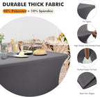 SEPARO 2 Pack 6 Ft Grey Table Cover Fitted Rectangular Tablecloth Stretchable Fabric Table Cloth 6 ft Wrinkle-Free for Party Tradeshows Banquet Weddings Cocktail