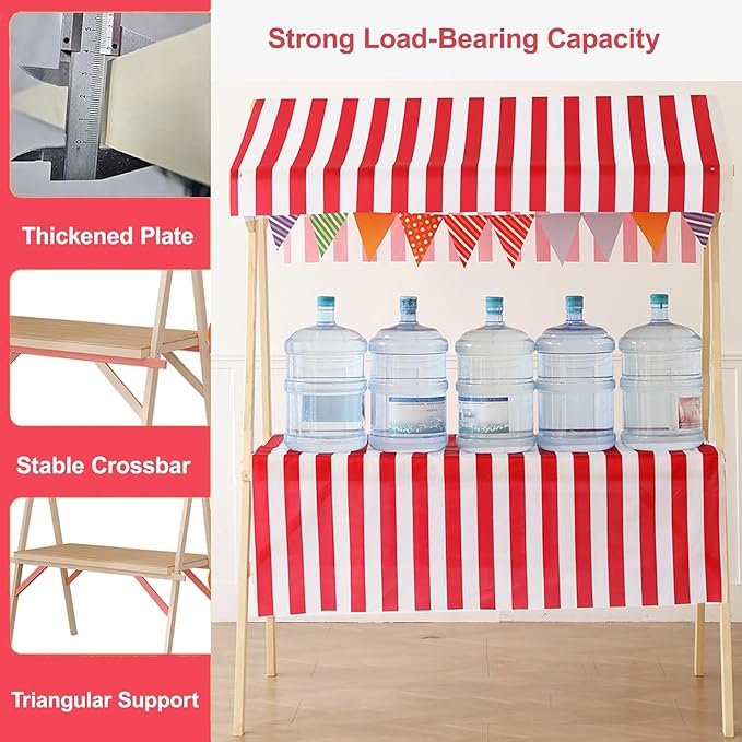 Outdoor Vendor Cart, Portable Cart with Canopy, Movable Stall Display Stand, Foldable Vending Stand Kiosk Display Trolley with Canopy, for Market, Street Food, Events(Yellow 5,150cm/59in)