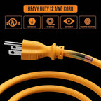 Masterplug 1ft Cord Reel, Metal Cable Drum, Retractable Extension Lead with Winding Handle, Safety Overload Circuit Breaker and Power Switch, 4x Grounded Outlets, 15amps, 12AWG Cable