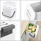 LALASTAR Trash Can with Lid, Wall-Mounted Under Sink Small Garbage Can for Kitchen, Bathroom, Hanging Plastic Trash Can, 1.8 Gallon, White