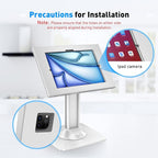 AboveTEK Anti-Theft iPad Kiosk Stand, POS iPad Security Stands, Aluminum Locking Tablet Stand with Heavy Duty Base, 360° Swivel & 75° Tilt, Retail Desk Mount for Business & Commercial Use (White)