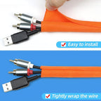 Automotive Wire Loom Tubing, Split Braided Cord Protectors from Pets No Chew, Flexible Cable Sleeve Cable Management for TV/Computer/Electric Wires (Orange, 3/4"-10ft)