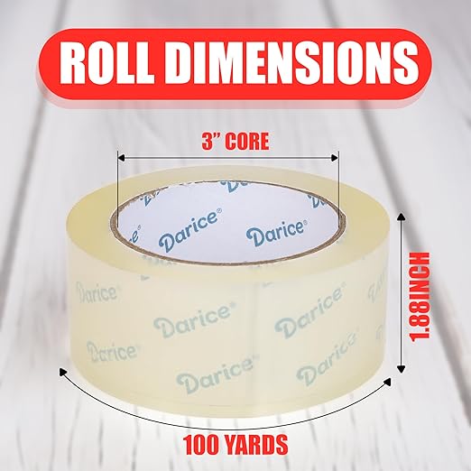 Darice Packaging Tape with Dispenser - 2 Pack Heavy Duty 1.88" x 100 yds Strong and Durable Clear Tape for Moving, Shipping and Storage, 3 inch Core, Clear Package Tape