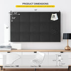 MAXECHO Large Cork Board for Wall 59" × 36", Black Bulletin Board, 15 Pack Felt Wall Tiles with Pushpins for Office Corkboard Tack Board Push Pin Board Felt Board