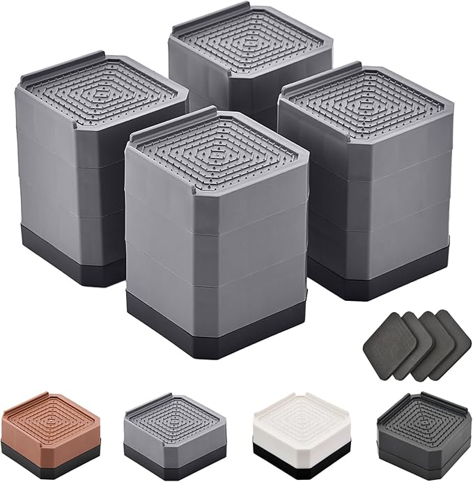 Bed Risers Furniture Risers Heavy-Duty Rectangular Adjustable Block Lift to 3 inches and 4.3 inches Desk, Sofa, Chair Legs, Refrigerator, Washing Machine Support up to 4000 pounds