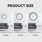 AKCISOT Atomic 14 Inch Wall Clock Analog Clocks for Indoor Kitchen, Battery Operated Clock for Bedroom Office Classroom Living Room(Black)