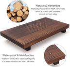 Farmhouse Bathroom Vanity Tray Wood Pedestal Stand Kitchen Countertop Trays Decorative Wooden Risers Dish Soap Dispenser Holder for Kitchen Counter Decor Modern Bathroom Sink Organizer Accessories