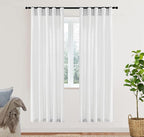 XTMYI White Sheer Closet Curtains 78 Inches Long for Bedroom Open Closet Door,2 Panels Set Semi Privacy Linen Cotton Drapes for Living Room Dining Room,78in Length