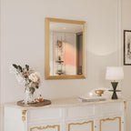 Amorho Bathroom Mirror, 24x32 Inch Gold Thick Metal Framed Wall Mirrors for Over Sink, Wall-Mounted Mirrors Perfect for Bedroom, Living Room, Entryway, Rectangle (Horizontal/Vertical).