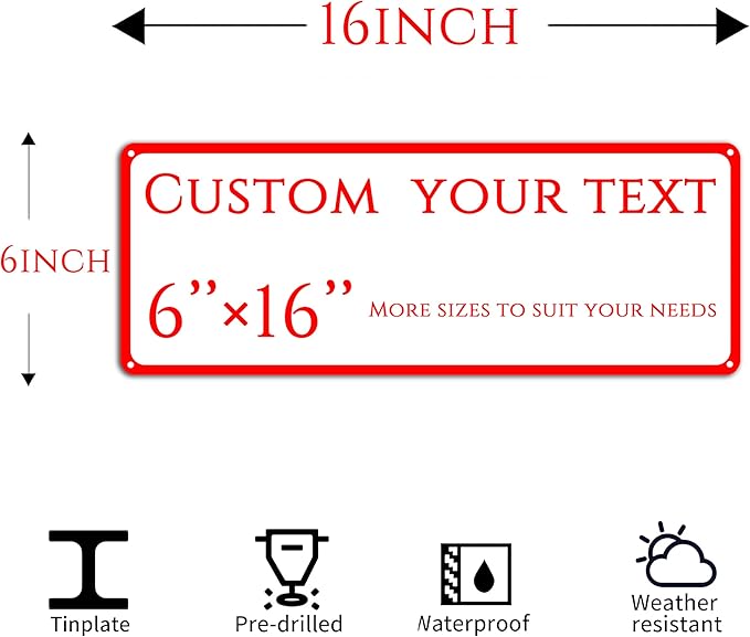 custom street sign,Custom Sign, Aluminum Weatherproof Metal Sign Multiple Sizes, Customize for school, Business, Workplace, office, Home, Delivery Signs(6 * 16 Inch)