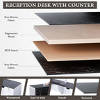 L-Shaped Modern Reception Desk with Counter & Storage - 71"/84" Large Office Front Desk, Salon Checkout Counter with Lockable Cabinets, Shelves & Drawers (Black & White, Left - 71''L x 34''W x 41''H)