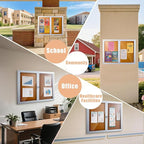 Enclosed Cork Bulletin Board 48"x36" Outdoor Weatherproof Cork Noticeboard with Locking Door Wall-Mounted Silver Aluminium Frame for Home, School, Office, Community, Hospital