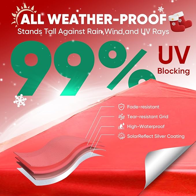 Sekey 10x10 Pop Up Canopy with One Push Setup-Easy Up Canopy with 99% UV Blocking - Instant Outdoor Sun Shade for Events, Parties, Camping- Commercial Gazebo with Weight Bags,Wind Proof&Waterproof