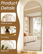 59"x20"Floor Mirror Full Length,Arched Full Length Mirror with Stand,Full Body Mirror,Hanging or Large Leaning for Bedroom Living Room Gold