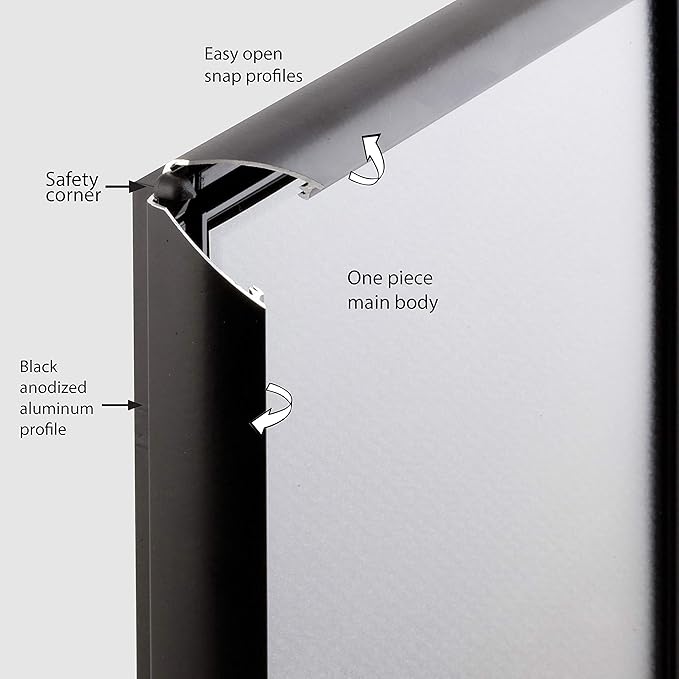 M&T Displays 8.5 x 11 Picture Frame, Front Loading Diploma Frame, Black Color, 1" Profile Size, 20 Packs