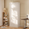 70.8" Tall Farmhouse Kitchen Pantry Cabinet with Doors, Modular Storage Cabinet with 4-Tier Adjustable Shelves, White, Wooden Hutch for Living Room, Kitchen