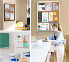 SWANCROWN Lockable Noticeboard Wall-Mounted Bulletin Pin Cork Boards Message Board with Aluminium Frame 28x14 inch