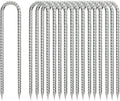 Ground-Stakes-Heavy-Duty-12 inch, U-Hook Rebar Stakes Galvanized Anti-Rust 20pcs Garden Stakes Metal Ground Anchors for Garden Dog Fence Chicken Coop Tent Trampoline Accessories Deer Fence