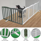 Freestanding Dog Gate Indoor,Doggie Gate Foldable Pet Gates for Doorways,Stairs or Hallways, Wooden Grey Pet Gate for The House, Pet Fence with Support Feet Included,24 "Height-6 Panels