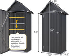 AECOJOY Outdoor Storage Cabinet Waterproof with Adjustable Shelves, Vertical Tall Storage Shed with Lockable Door, All Weather Mental Sheds & Outdoor Storage Clearance for Outside in Dark Grey