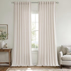 MIULEE Non-See-Through Privacy Linen Curtains 2 Panels, Light Filtering Window Curtains Farnhouse Textured Back Tab Semi Sheer Drapes for Bedroom Living Room, 52 x 90 Inches Long, White