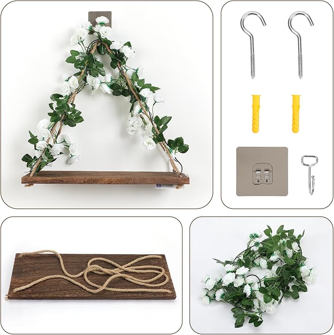 Floating Shelves for Wall,Plant Wall Decor,Hanging Shelf,Cottage Core Decor,Room Decor Aesthetic,Trinket Shelf,Hanging Shelves,Floating Shelves for No Drilling,Two-Piece Set