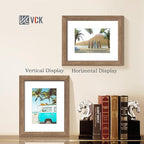 VCK 8x10 Picture Frame 5 Pack - Walnut, High-End Wood Poster Frames with Tempered Glass, Display 5x7 Photo with Mat or 8x10 without Mat, Art Gallery-Quality, Wall Hanging/Tabletop, Walnut