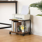 HOOBRO Under Desk Printer Stand, 2-Tier Industrial Printer Cart with Storage Shelf, Mobile Machine Holder Table Stand, for Home and Office, Rustic Brown and Black BF42PS01