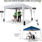 SANWAY 10x10 Pop up Canopy Tent, One-Button, Outdoor Instant Canopy Protable for Events, Camping, Parties, Vendor, Beach Tent - White