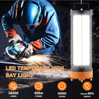 400W LED Temporary Work Light, 56000 LM 5000K Daylight White IPX8 Waterproof Job Site Construction Lighting, High-Brightness Portable Temp Lighting for Outdoor and Industrial Use