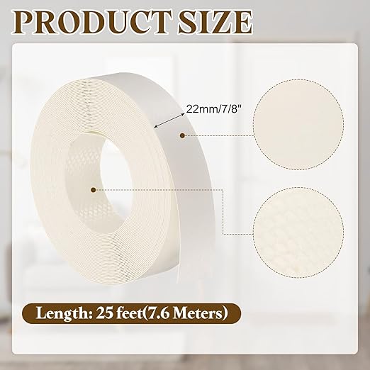 uxcell White Edge Banding Tape, 7/8 Inch x 25ft Pre-Glued Flexible Veneer Edge Edging Strips Wood Tape for Cabinet Repair and Furniture Restoration