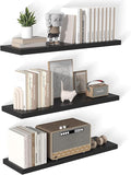 12 Inch Deep Floating Shelves for Wall 3 Pack Floating Shelfs Large Storage Space Wall Decor Display Shelf for Bathroom Living Room Bedroom Kitchen 40" W x 12" D x 1.2" H Black