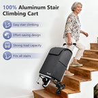 KEDSUM 2 in 1 Aluminum Alloy Stair Climbing Cart, 300LBS Grocery Cart on Wheels, Foldable Shopping Carts with Waterproof Oxford Black Bag for Groceries, Lightweight & Durable Aluminum Frame