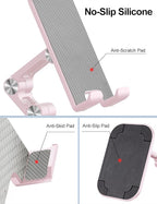 OCYCLONE Phone Stand, Adjustable Height and Angle Foldable Cell Phone Stand Holder for Desk, Taller iPhone Stand Compatible with 4.7"-13" Smartphones iPad Tablet, Pink