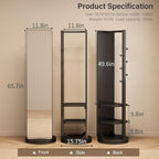 WoodsWhisper Full Length Mirror Coat Rack Solid Wood Floor Mirror 66"x12" Full Length Mirror with Stand Long Mirrors for Bedroom,Living Room