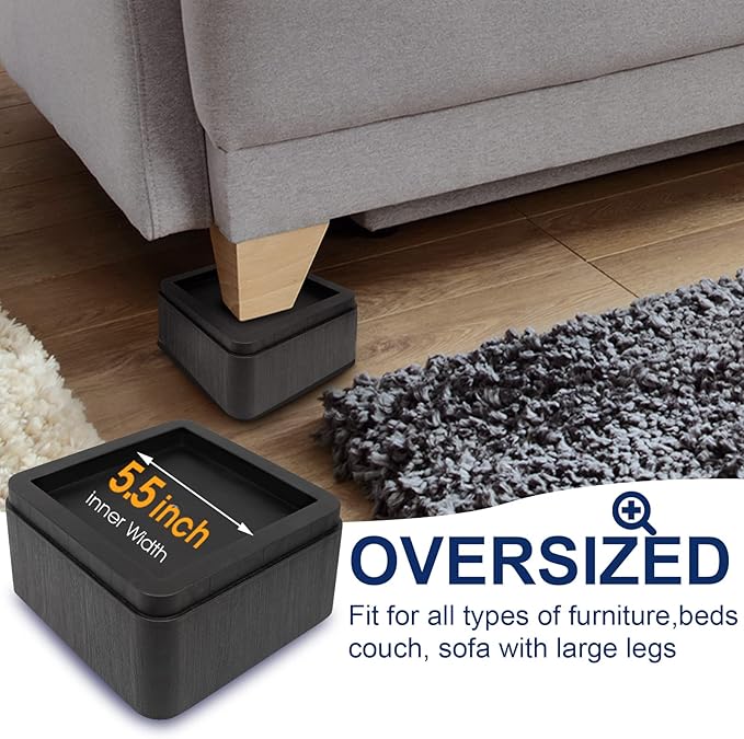 Oversized Bed Risers, 3 inch Lift, 8 Pack Heavy Duty Couch Risers, Adjustable 3/6/9 inch, 6000 lbs Bed Frame Furniture Riser for College Dorm Rooms, Sofa, Tables, Desks