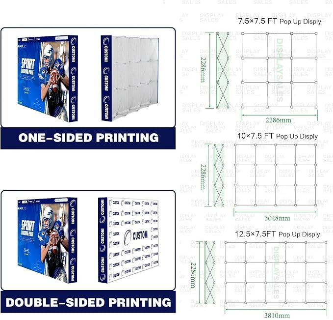 Custom Pop Up Display Trade Show Backdrop with Stand 7.5 x 15 FT Large Tension Fabric Backdrop Display Portable Tradeshow Booth Display Banner for Business,Campuses, Weddings, Corporate