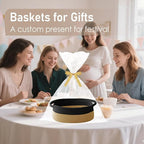 Woven Basket,Small Rope Storage Bin with Handles & Ribbon Bag, Organizer for Shelves Closets,Gift Basket Empty for Birthday,Books,Dog Toys, Black&Jute/3 Pack