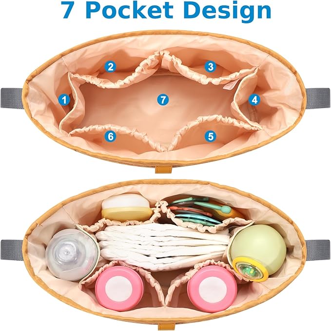 Accmor Universal Stroller Organizer, Stroller Bag Stroller Caddy Organizer, Stroller Accessories Fits for Uppababy, Baby Jogger, Nuna, Doona, Britax Strollers, Brown