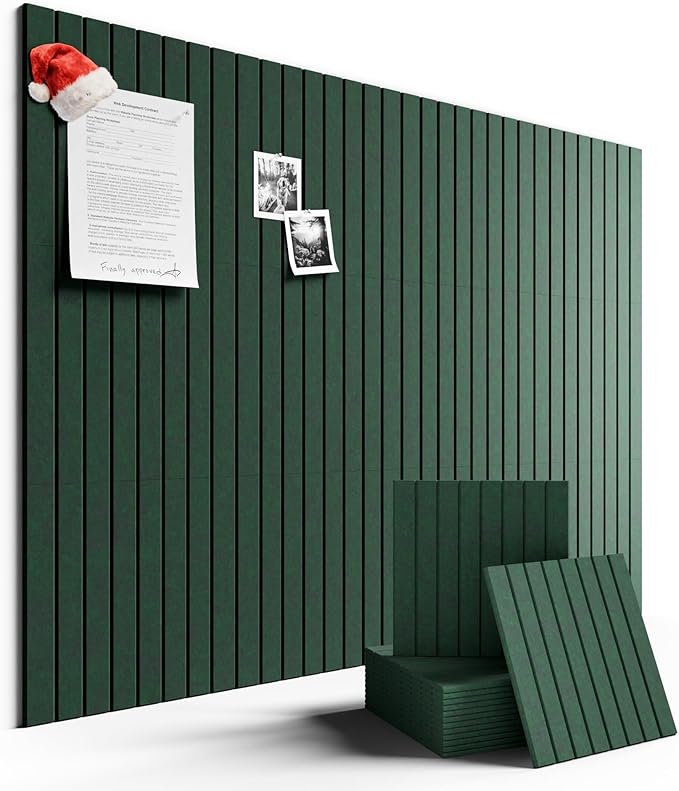 Large Felt Bulletin Board 48" x 36" Cork Board Alternative-12 Pack with 70 Safe Removable Adhesive Tabs, Cork Boards for Walls Cork Board for Home Office Classroom Pin Board- Pine Green