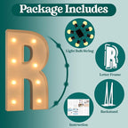 Marquee Light Up Letters, 3FT Large Letters for Party Decorations, Marquee Numbers, Mosaic Balloon Frame, Baby Letters for Baby Shower Birthday Wedding Engagement Party, Pre-Cut Foamboard Letter R