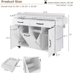 51" Moveable Kitchen Island with Trash Can Storage Cabinet, Kitchen Cart with Drop Leaf, Spice Rack, Towel Rack and Drawer, Rolling Kitchen Island on 5 Wheels with Adjustable Shelf,White