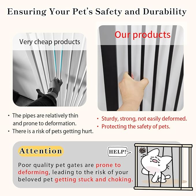Lumizone Extra Tall Cat Gate 55.12" High Pressure Mounted Extra Wide 2025 New (17 Sizes) 1.37" Gap No Drilling Auto-Close One-Handed Operation Tall Pet Gate for Dogs(Black, 55.12" H x 80.12"-84.44" W)